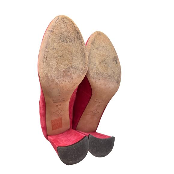 KK DODDS Mary Jane Heels in Red Nubuck Suede Size 38.5/ US 8 - Picture 5 of 11